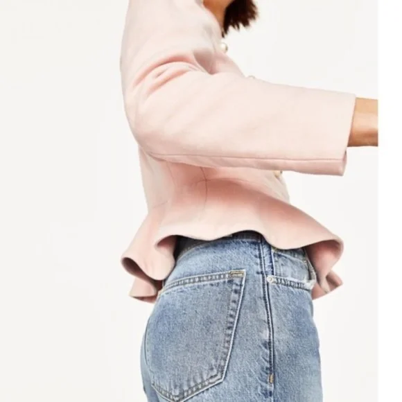 Zara Blush Peplum Pearl Jacket - XS - Picture 6 of 11